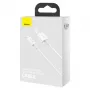Baseus Superior Series Lightning-kaabel, kiirlaadimine, andmed 2.4A, 1,5m valge (CALYS-B02)