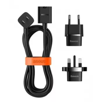 Baseus Universal PowerCombo kaabel / pikendusjuhe minipistikupesaga 1m must (EL ja Ühendkuningriigi toiteadapter)