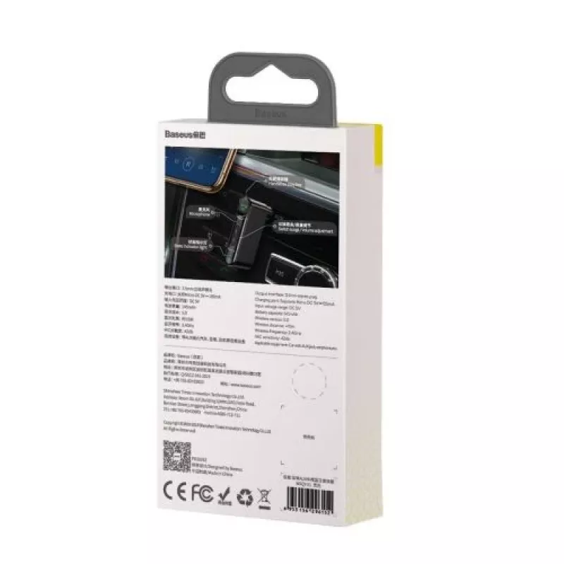 Baseus WXQY-01 Bluetooth 5.0 Auto AUX-vastuvõtja Micro USB laadimisega – 10m ulatus, 145mAh, Must