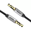 Baseus Yiven M30 3.5mm helikaabel (isane-isasele) – 1m, nailonpunutud, kullatud, Must/Hõbedane