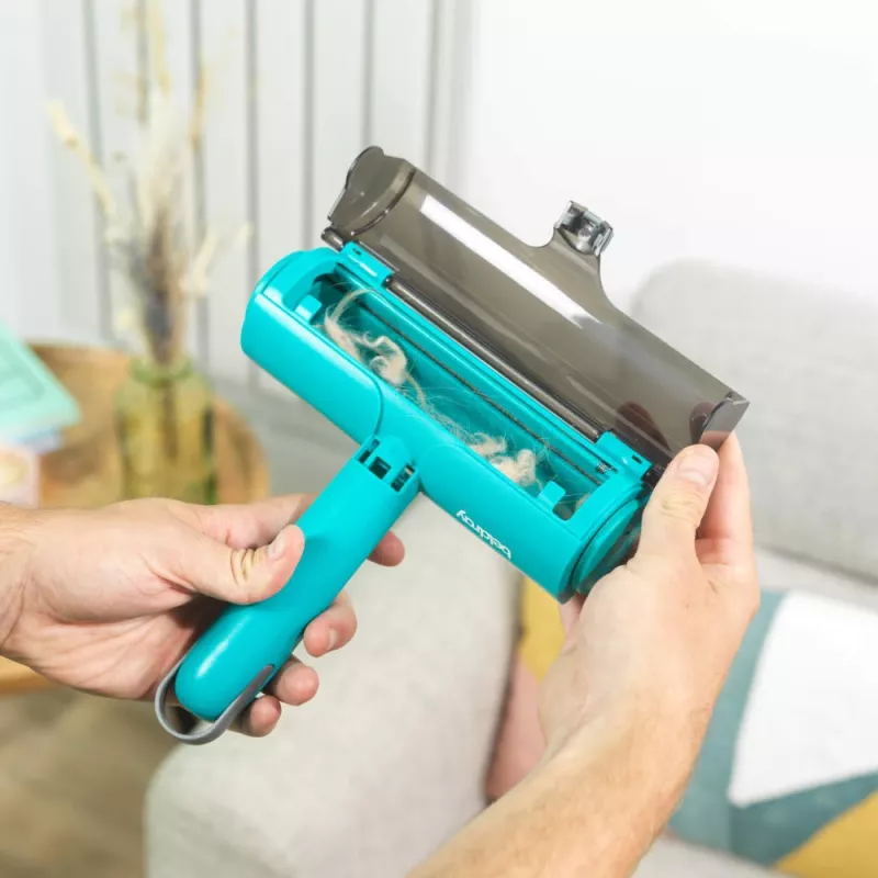 Beldray LA00000016TQEU7 Lint Roller Brush - Korduvkasutatav isepuhastuv kahepoolne riidehari riietele, polstrile, lemmikloomakarvadele - Hall/Valge