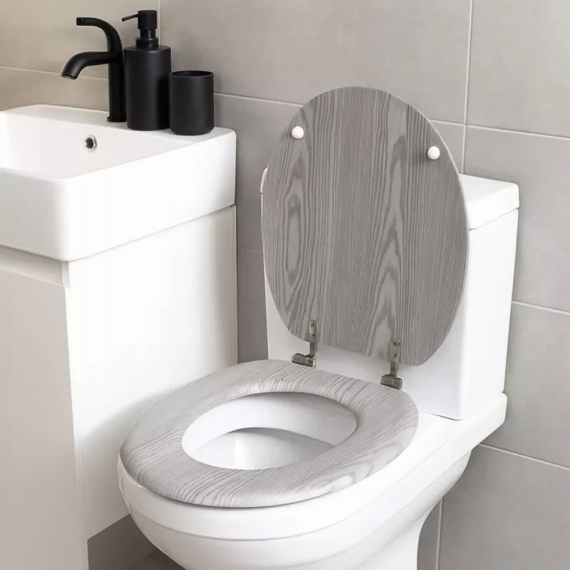 Beldray LA00000074GRYPEU7 Puidust WC-iste - pehme sulgumine, hall, ovaalne