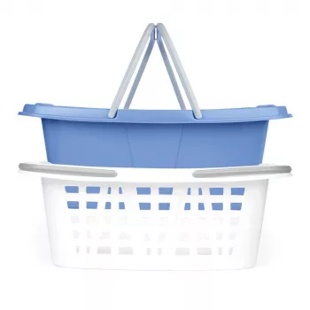 Beldray LA030450CRNFPEU7 Set Of Two Laundry Baskets, White/Blue