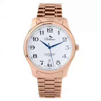 BELLEVUE FB4 naiste kvartskell, analoog, 40mm, roostevaba teras, must sihverplaat, nahkrihm