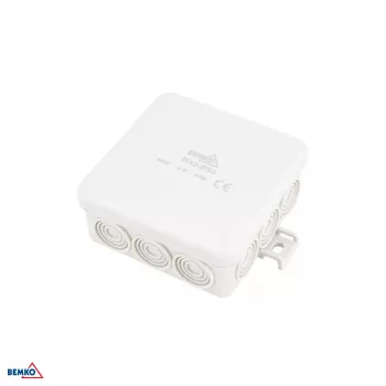 BEMKO E04-PI12-IP55 Pindpaigaldatav ühenduskarp 85x85x36.5mm IP55 12-avaline helehall