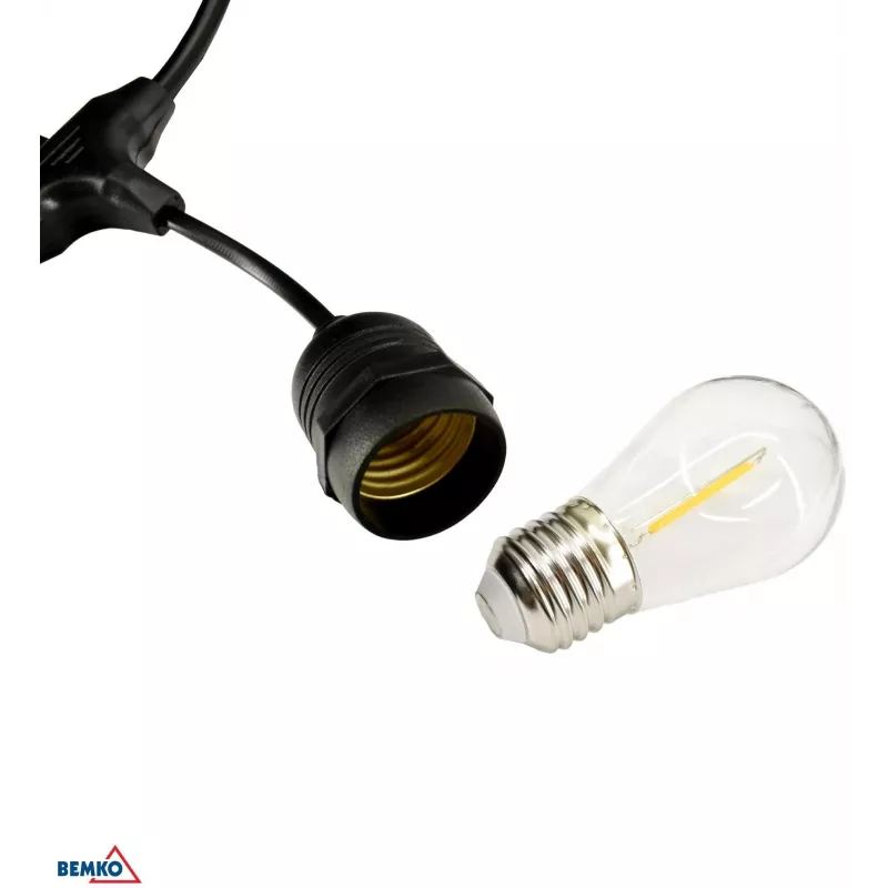 BEMKO SOLBEE päikeseenergial töötav LED-aiavalgustite komplekt 10 LED-i 10m soe valge 3000K IP65 must