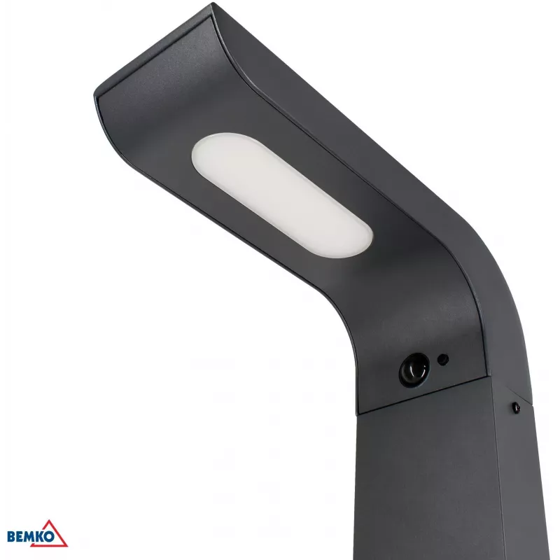 BEMKO SOLVEO Hybrid LED Garden Bollard Light, 7W, 600lm, CCT 3000K/4000K/6500K, 80cm, IP65, Dark Grey, PIR Sensor