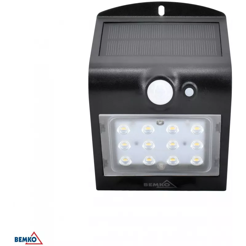 BEMKO TRINGO Päikeseenergia LED prožektor 1.5W 220lm 4000K IP65 must PIR-anduriga C83-SOT-001BL-PIR