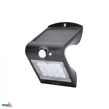 BEMKO TRINGO Päikeseenergia LED prožektor 1.5W 220lm 4000K IP65 must PIR-anduriga C83-SOT-001BL-PIR