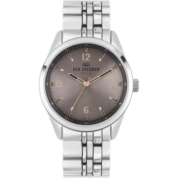 BEN SHERMAN Meeste kvarts-analoogkell WB057ESM 43mm roostevabast terasest sinise numbrilaual ja hõbedase võrkkäevõruga