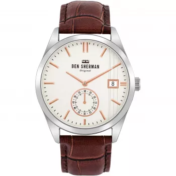 BEN SHERMAN meeste käekell WB039T 43mm pruuni nahkrihma ja musta numbrilaual