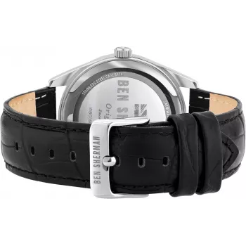 Ben Sherman meeste WB039BB analoogkvartskell 43mm musta numbrilauga ja musta nahkrihmaga