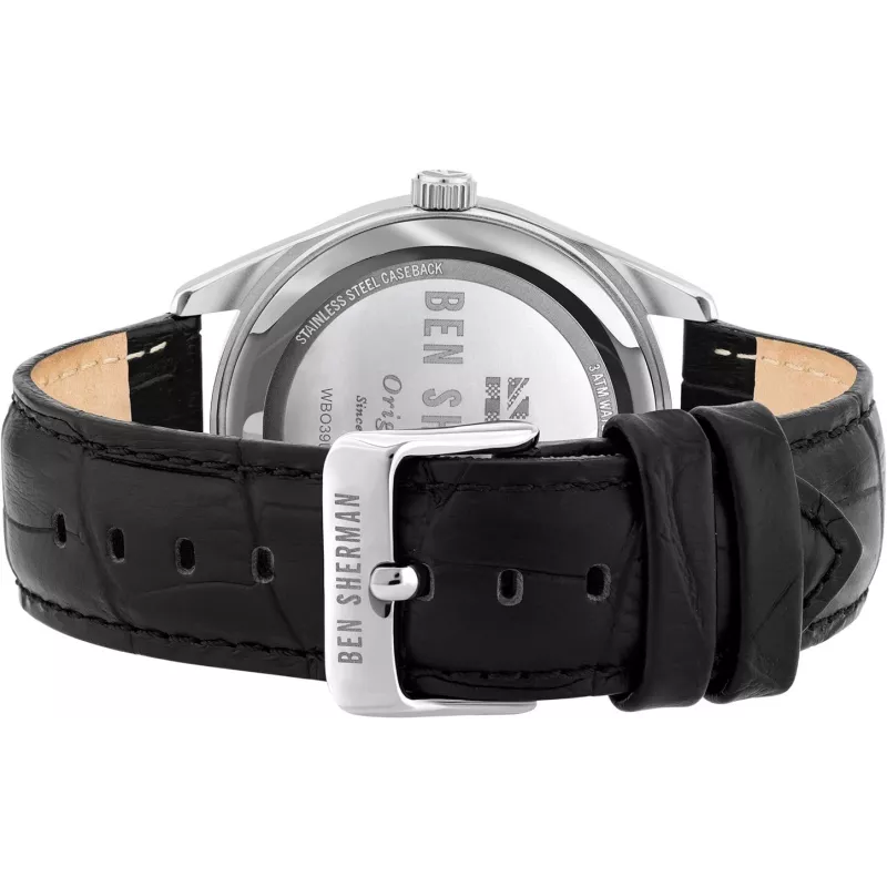 Ben Sherman meeste WB039BB analoogkvartskell 43mm musta numbrilauga ja musta nahkrihmaga
