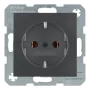Berker 41431606 SCHUKO Socket Aluminium – 16A 250V IP44 Flush-Mounted with Hinged Cover