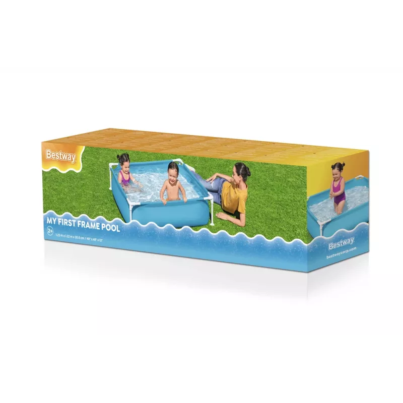 Bestway Steel Pro Frame Pool 122 cm x 122 cm x 30.5 cm Square Above Ground Pool for Children 365 L Blue