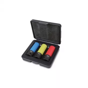 BETA 720LC/C3 3-osaline õhukese seinaga sügav löökpistikukomplekt legeervelgedele, 1/2 tolli ajam, 17/19/21 mm, Cr-Mo, kaitsehülsid