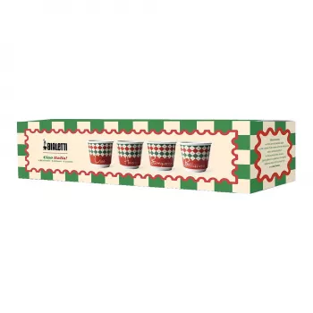 Bialetti 4-osaline Tricolore espressoklaaside komplekt, 80 ml, klaas, Itaalia lipu värvid, nõudepesumasinas pestav