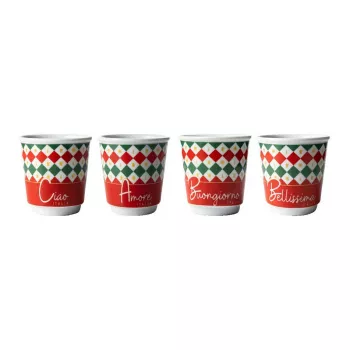 Bialetti 4-osaline Tricolore espressoklaaside komplekt, 80 ml, klaas, Itaalia lipu värvid, nõudepesumasinas pestav