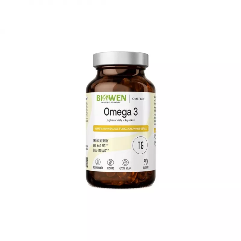 BIOWEN Omega 3 - 660 mg EPA, 440 mg DHA – toidulisand inimestele – 90 kapslit