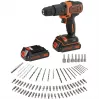 BLACK+DECKER 18V Juhtmeta Haamertrell Kruvikeeraja BDCHD18BAFC, Must/Oranž, 2x 1,5Ah Li-Ion Akud, 80-osaline Tarvikukomplekt, Karp