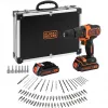 BLACK+DECKER 18V Juhtmeta Haamertrell Kruvikeeraja BDCHD18BAFC, Must/Oranž, 2x 1,5Ah Li-Ion Akud, 80-osaline Tarvikukomplekt, Karp