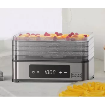 Black+Decker BXDE401E Puu-, seene- ja köögiviljade kuivati - 400W, 5 alust, digitaalne taimer, BPA-vaba plast, must