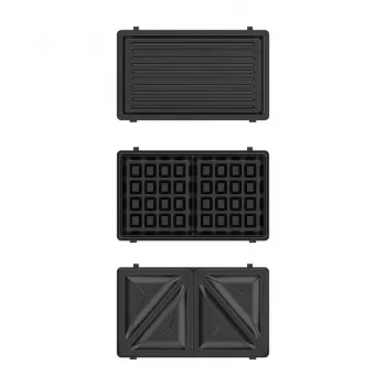BLACK+DECKER BXSA754E 3-in-1 võileivamasin, vahvlimasin ja grill 3 vahetatava mittenakkuva plaadiga, 750 W, roostevaba teras