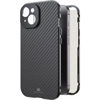 Black Rock ümbris 360° klaasiga Apple iPhone 15-le, tõeline süsinikkiud 00221252
