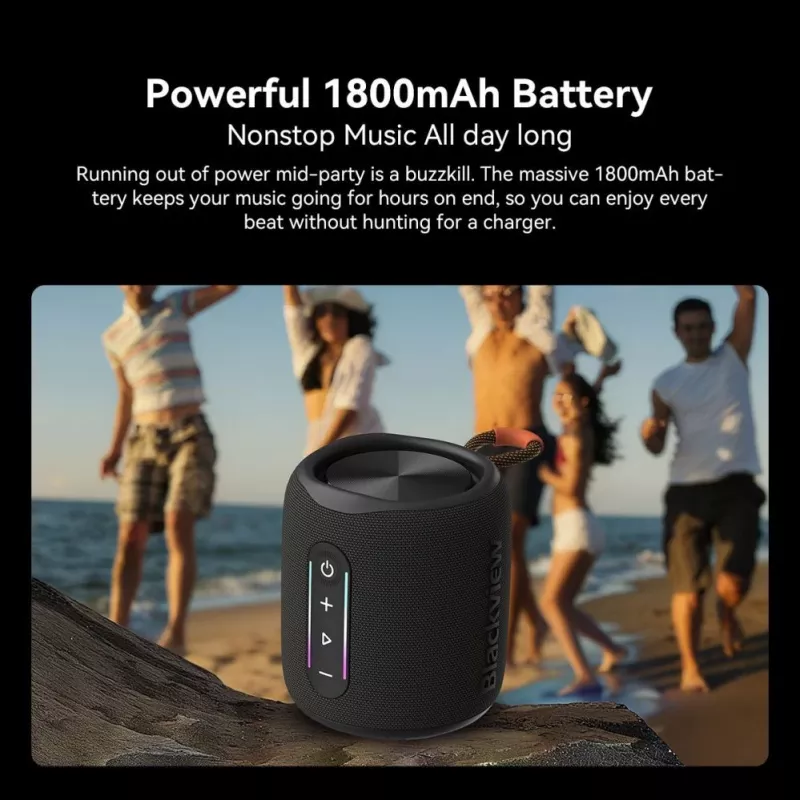 Blackview AuraBass 2 kaasaskantav Bluetooth kõlar, 15W, IPX5, 7h aku, must