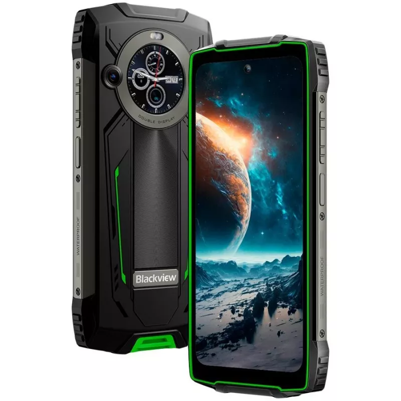 Blackview BV8200 Vastupidav 4G LTE Nutitelefon 6.5 inch FHD+ 120Hz, 1.3 inch Teine Ekraan, 12GB RAM, 256GB Salvestusruum, 8800mAh Aku, 50MP+13MP Tagakaamerad, 32MP Esikaamera, IP68/IP69K/MIL-STD-810H, NFC, Sõrmejäljelugeja, Roheline