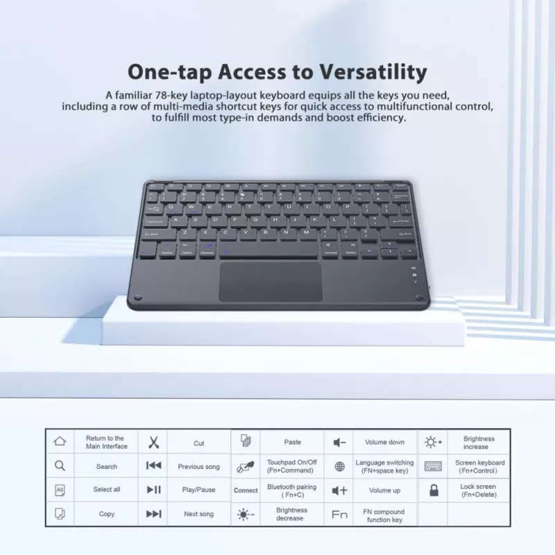 Blackview K1 Bluetooth-klaviatuur juhtmevaba üliõhuke 10 inch – 280mAh aku, Bluetooth 3.0, ühilduv Windows / Android / iOS, must-hall