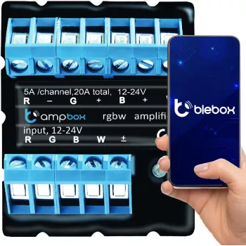 BLEBOX ampbox Nutikas LED-kontroller 4-kanaliga Wi-Fi RGBW CCT 12-24V DC