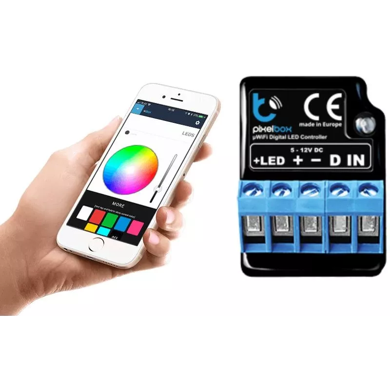 BLEBOX LED Pixelbox Wi-Fi valgustusmoodul – piksli kontroller WS2812/APA102 jaoks, 5A, 1024 pikslit