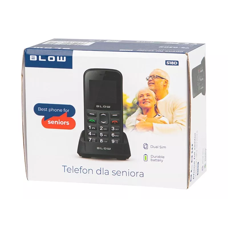 BLOW Black seeniortelefon alusega S18D