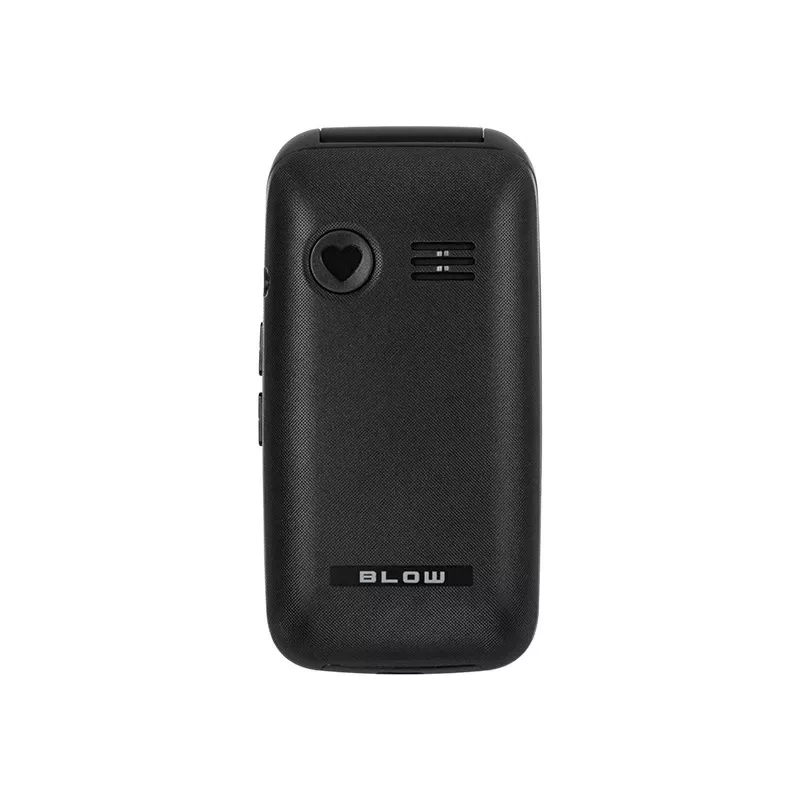 BLOW S24 Must klapptelefon eakatele SOS-nupuga, suurte klahvidega, Dual SIM, kaamera, FM-raadio, taskulamp, laadimishäll