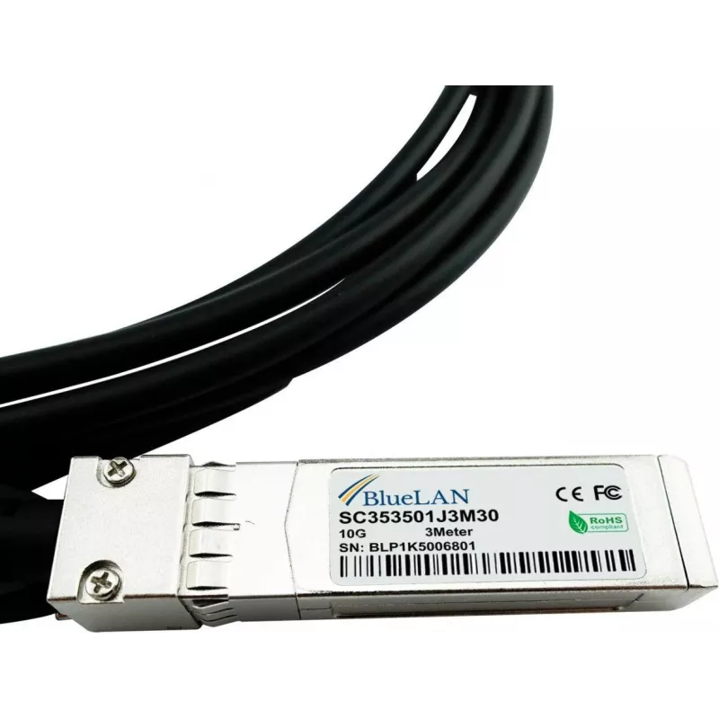 BlueLAN DAC10G-50CM-BL 10GBASE-CR passiivne SFP+ otseühenduskaabel, 0,5 m