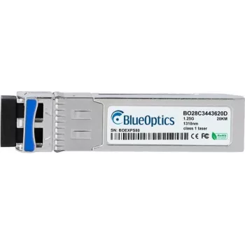 BlueOptics BO28C3443620DIN cSFP 2-kanaliline BiDi transiiver, LC-Duplex, 1000BASE-2BX-U, üksikmoodi kiud, TX:1310nm/RX:1490nm, 20km, -40°C kuni +85°C, DDM