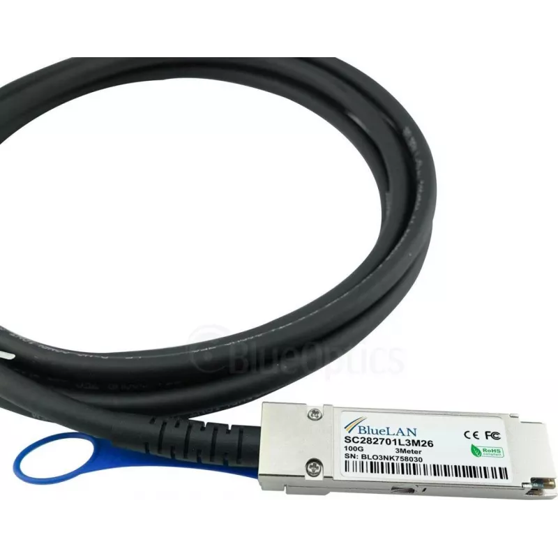 BlueOptics Dell EMC Ühilduv DAC-QSFP28-4SFP28-25G-BL Passiivne 100GBASE-CR4 QSFP28 kuni 4x25GBASE-CR SFP28 Direct Attach Breakout Kaabel, 5m, AWG26