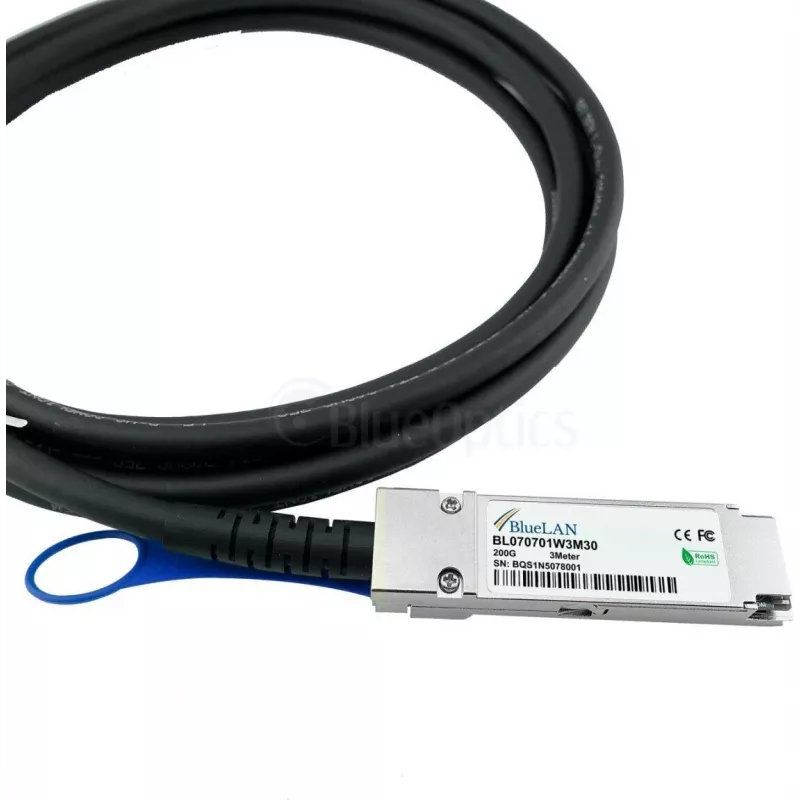 BlueOptics QSFP-200G-C50CM Ühilduv BlueLAN DAC QSFP56 0,5 m (QSFP-200G-C50CM-BL)