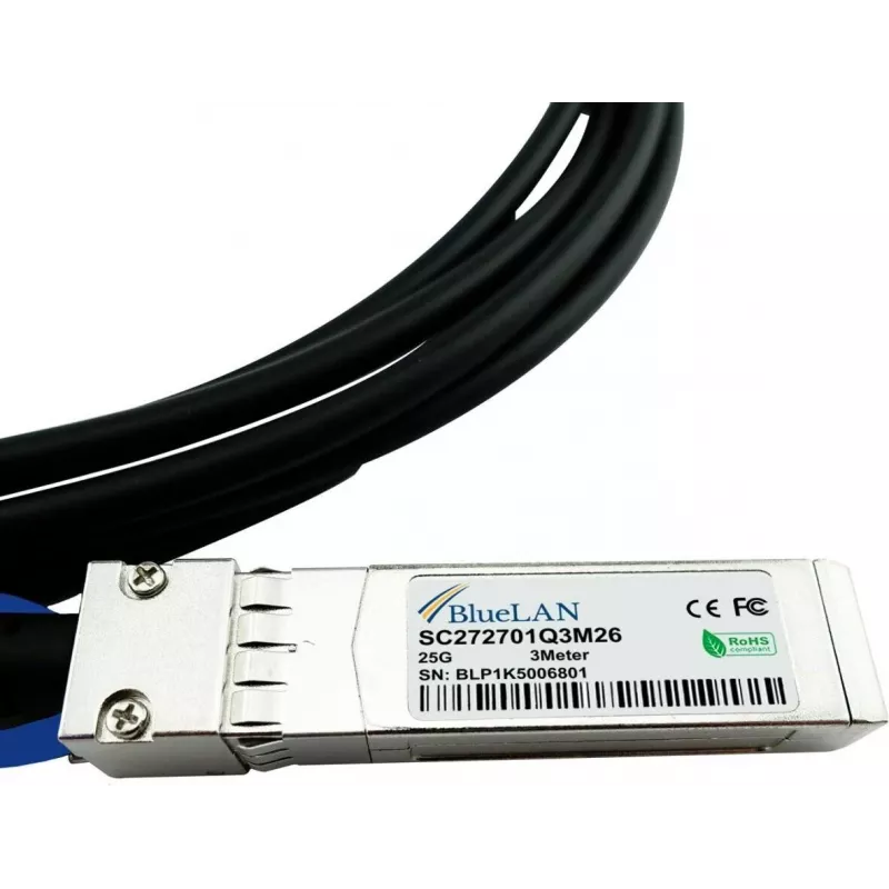 BlueOptics Supermicro CBL-NTWK-0944-SS28C50M Ühilduv BlueLAN 25GBASE-CR Passiivne SFP28 Otsesiiniühenduse Vaskkaabel, 5m, AWG26