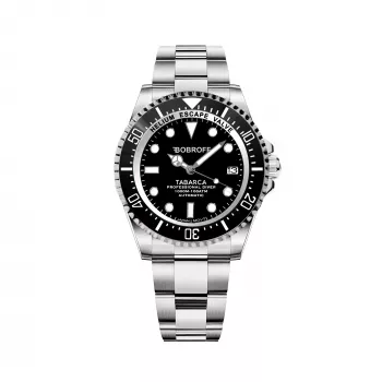 BOBROFF MAN BF0001J1 Analoogkvartskell 44mm Musta Siibriga Nahkrihm