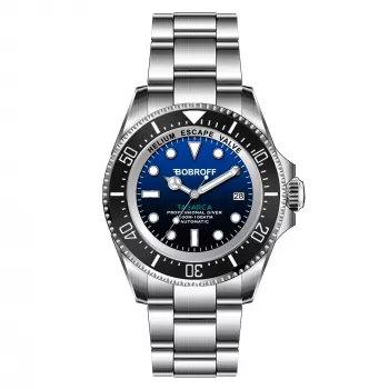 BOBROFF MAN BF003 Analoogkvartskell 44mm Musta Sihtnumbri ja Ehtsa Nahast Rihmaga