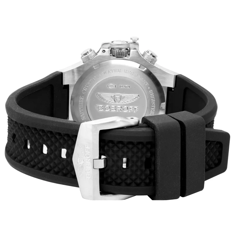 BOBROFF MAN BF1002M20 Analoogkvartskell 43mm Musta numbrilauga Nahkrihm