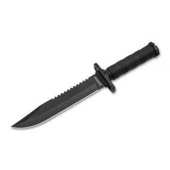 BOKER MAGNUM John Jay survival-nuga 02SC004 fikseeritud teraga 440A roostevabast terasest clip point saehambaga alumiiniumist käepide koos ellujäämiskomplekti ja ABS-tupega