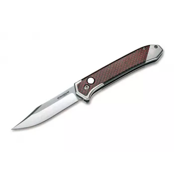 BOKER MAGNUM Magnum Rubico automaatnuga - Drop Point 440A roostevaba teras, alumiiniumist käepide, nupuga automaatne, Plunge Lock, pööratav taskuklamber, must