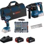 Bosch 18V Professional Set Löökpuur GBH 18V-22 + Puurkeeraja GSR 18V-45 - (sinine/must, 2x Li-Ion aku 4.0Ah, löökpuuritera ja otsikukomplekt, tööriistakott) (0615V0003D)