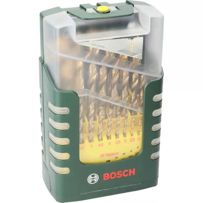 Bosch 2607017154 HSS-i keerdpuuride komplekt 25-osaline TiN-kattega silindrilise varrega
