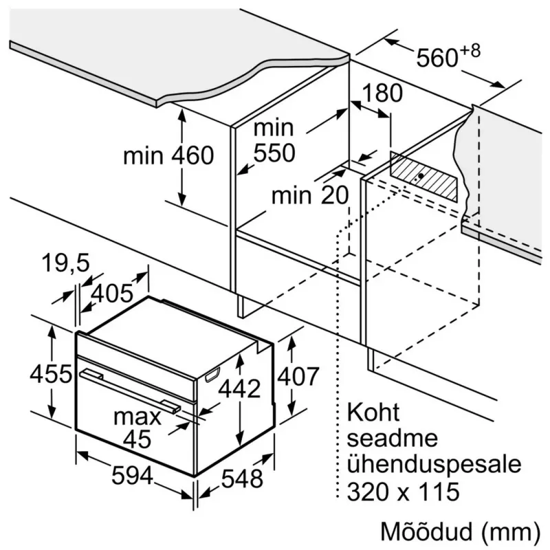 Bosch CMG7241B1 Kompaktahi mikrolaineahju funktsiooniga, 45L, 900W, must