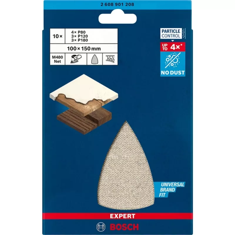 Bosch EXPERT M480 Lihvõrgukomplekt 100x150mm, Terasus P80/P120/P180, 10 tükki