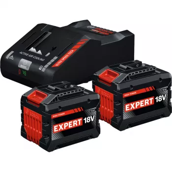 BOSCH EXPERT algkomplekt 18V, 2x EXBA 18V-150 + laadija EXAL18V-160 (must, 2x Li-Ion aku 15Ah, AMPShare Alliance)
